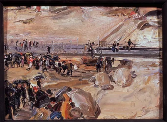 Promenera i San Remo (Italien). Verk av Semyon Gavrilovich Nikiforov (1877-1912), olja på kartong