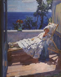 En dam på balkongen, 1916