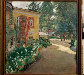 In a Country Estate - Målning av Sergei Arsenyevich Vinograd (1869-1938), olja på duk
