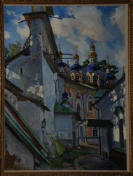 Vy över Pskov-Petjerskij-klostret, 1928