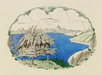 Kojan på kycklingben. Illustration till dikten Ruslan och Lyudmila av A. Pushkin, 1921-1926.