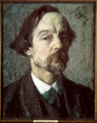 Självporträtt. Verk av Sergei Vasilyevich Malyutin (Serguei Malyutin) (1859-1937), pastell på papper