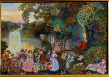 Offentliga högtider. Målning av Sergei Yurievich Sudeykin (Serge Soudeikine) (1882-1946), olja på duk