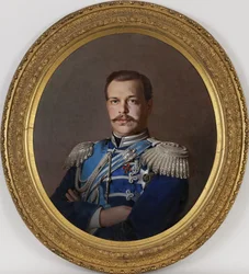 Alexandre III - Porträtt av kejsaren Alexander III (1845-1894) - Peinture de Sergei Konstantinovich Zaryanko (1818-1870), ca 1865 - Olja på duk, 78x71 - Privat samling