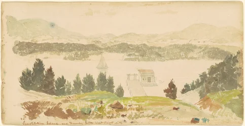 Constitution Island and Foundry från West Point, New York