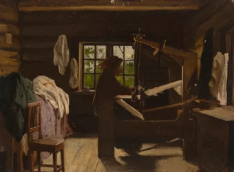 Kvinna vid vävstolen