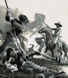 År 1858 anföll två trupper av mexikanskt kavalleri apachernas läger