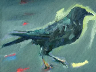 Walking Crow, 2024 (olja på canvasboard)