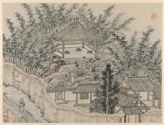 Tolv vyer över Tiger Hill, Suzhou: Bamboo Pavilion, Tiger Hill, efter 1490.