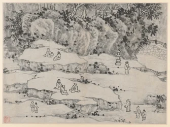 Tolv vyer över Tiger Hill, Suzhou: The Nodding Stone Terrace, Tiger Hill..., efter 1490.