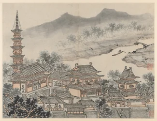 Tolv vyer över Tiger Hill, Suzhou: The Thousand Buddha Hall och Pagoda of the "Cloudy Cliff" Monastery