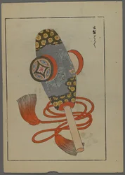 Japanska leksaker, från Unai no tomo (A Childs Friends) av Shimizu Seifu, 1891-1923. Skallra