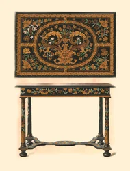 Bord inlagt med intarsia., 1905