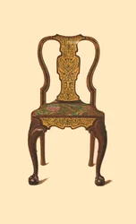 Valnötsstol inlagd med intarsia, 1905