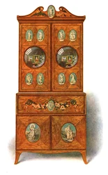 Skrivskåp i målat satängträ, 1908.