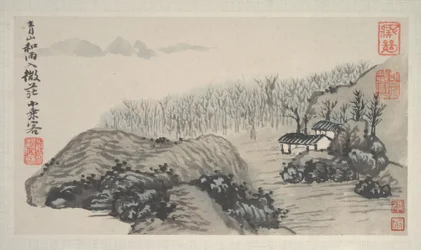 Landscapes of the Four Seasons (album med åtta blad; bläck och färg på papper)