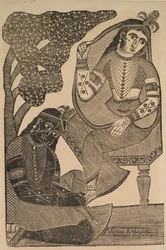 Krishna Stroking Radhas Ft, 1800-talet.