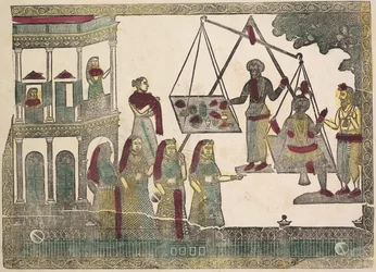 Krishna viktad mot dyrbara föremål, 1800-talet.