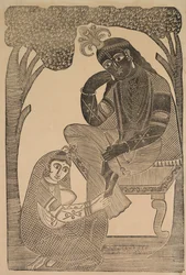 Radha stryker Krishnas fötter, 1800-talet.