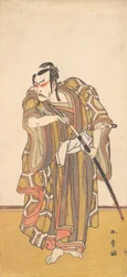 Ichikawa Danzo III som en samuraj som drar ett svärd, ca. 1772.