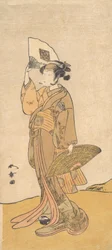 Nakamura Matsue II som en kvinna som står på en kulle, 1773.