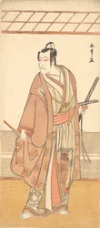 Skådespelaren Ichikawa Danjuro V som en samuraj klädd i en lila Haori-rock, ca. 1778.
