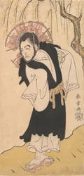 Skådespelaren Nakamura Utaemon I som munk under ett pilträd, 1726-1792.