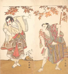 Skådespelarna Ichimura Uzaemon och Arashi Sangoro, ca. 1773.