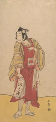 Den femte Ichikawa Danjuro som en man stående, ca. 1775.