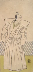 Den femte Ichikawa Danjuro som en samuraj av hög rang, sent 1700-tal.