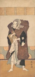 Den femte Ichikawa Danjuro som en gammal man med långt grått hår, ca. 1773.