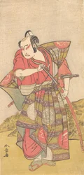 Den andra Ichikawa Yaozo som en samuraj klädd i en prålig Kamishimo, troligen 1773.