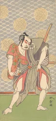 Den andra Nakamura Sukegoro i rollen som Gokumon no Shobei, 2:a månaden, 1771.
