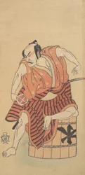 Den tredje Otani Hiroemon som en Otokodate Sittande På ett Inverted Tub, 1768 eller 1769.