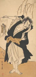 Den tredje Otani Hiroemon som en fredlös stående nära ett pilträd, 3:e månaden, 1777.