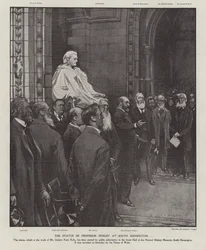 Statyn av professor Thomas Henry Huxley i Great Hall of the Natural History Museum, South Kensington, London (litho)