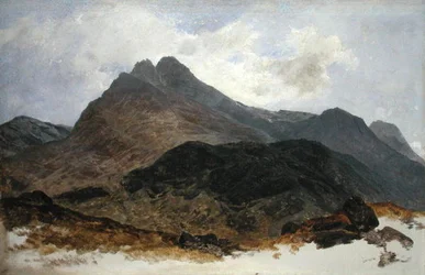 Bergsstudie (olja på panel)