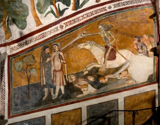 Dödens triumf Detalj av en fresk från School of Siena