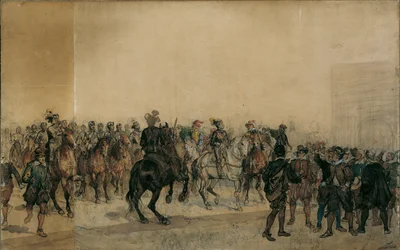 Ankomsten av cuirassiers Henri Duval greve av Dampierres i slottsgården