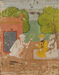 Guru Nanak med Mardana i Bhai Lalus hus