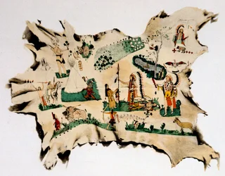 Indianmålning på djurhud, 1800-talet