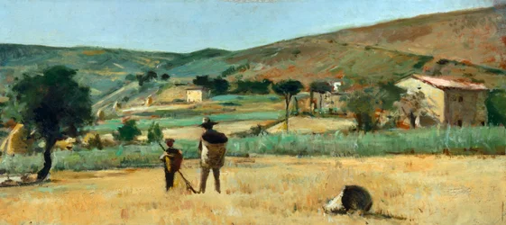 Landsbygd med bönder, av Silvestro Lega