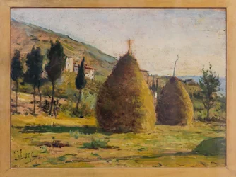 Haystacks in the Sun, ca 1890 (olja ombord)