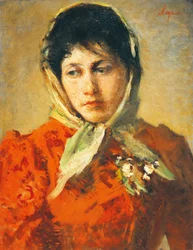La scellerata (Villainous woman), av Silvestro Lega (1826-1895), olja på duk, 50x38 cm