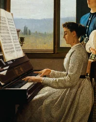 Starens sång, av Silvestro Lega (1826-1895), olja på duk, detalj