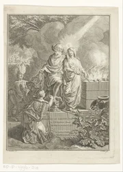 Allegorisk titelsida med patriarken Abraham och sanningen Titelsida för: Arnold Hoogvliet, patriarken Abraham, i XII Boeken, s.a.