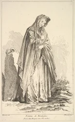Woman of Boulogne, från Samling av olika utländska figurer Uppfunnen av F. Bo..., 1700-talet.
