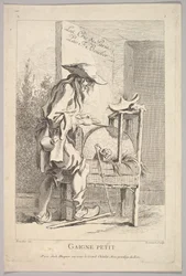 Frontispice: Gaigne Petit, från Le Cris de Paris The Cries of Paris, skylt 1, 1700-talet.