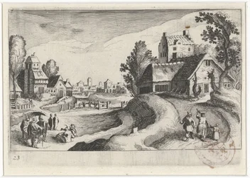Bybild med en bondgård