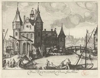 Vy över Eerste Regulierspoort i Amsterdam